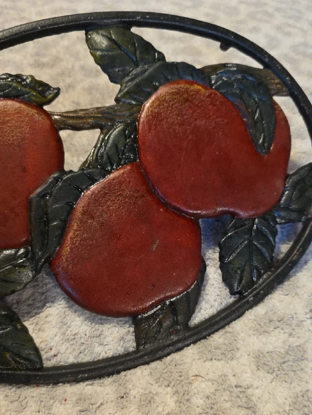 Vintage Cast Iron Apple Trivet 11